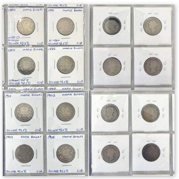 Every Year Set + of 60 Canadian Maple Boughs 1870 to 1936 Silver 25¢ Coins! - Picture 9 of 16